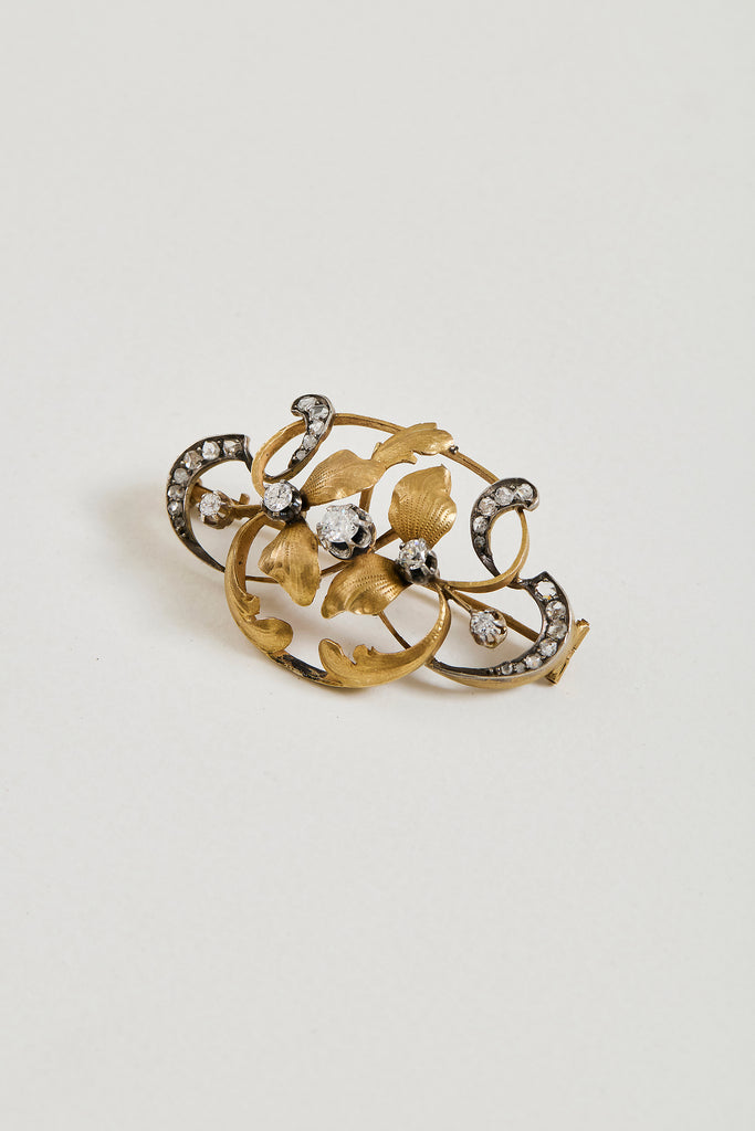 Art Nouveau Diamond Brooch