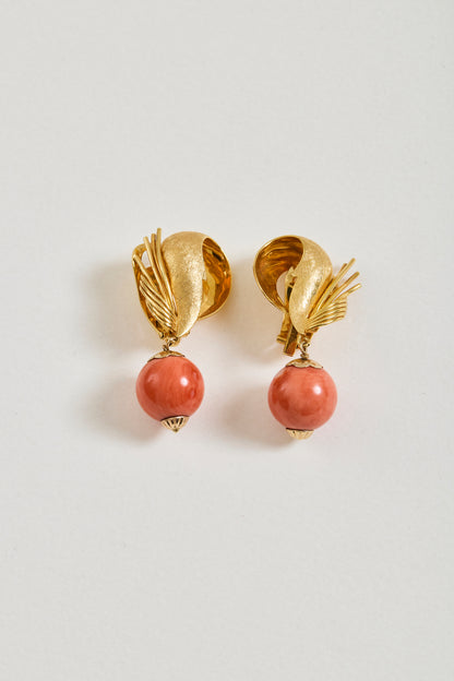 Mid-Century Coral Drop Earrings