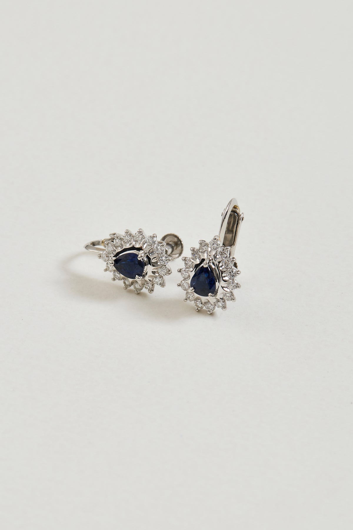 Sapphire Halo Drop Earrings