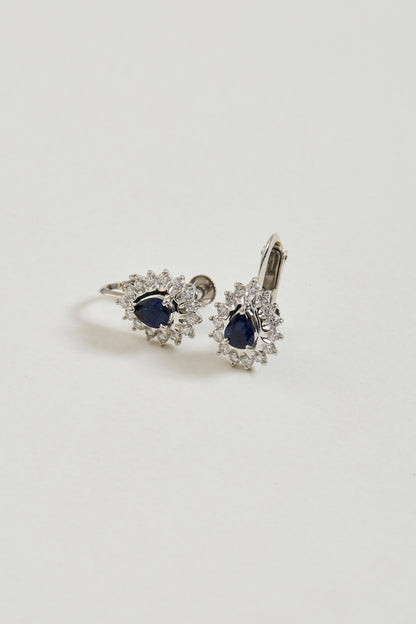 Sapphire Halo Drop Earrings