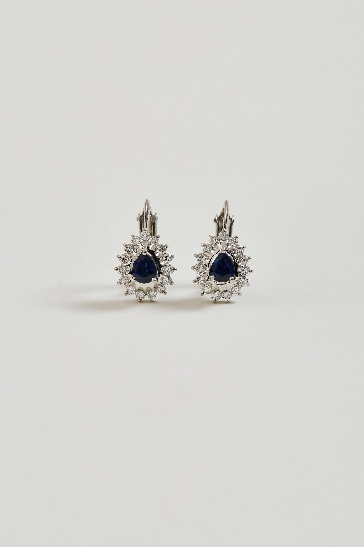 Sapphire Halo Drop Earrings