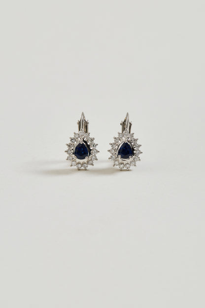 Sapphire Halo Drop Earrings