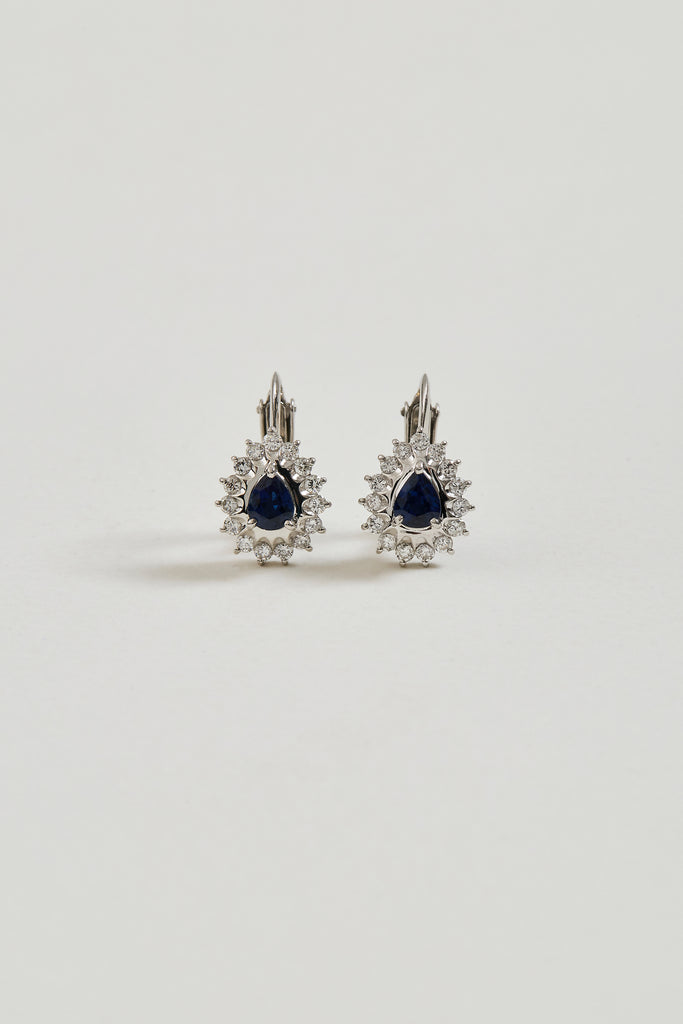 Sapphire Halo Drop Earrings