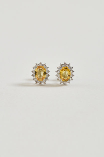 Yellow Sapphire Oval Studs