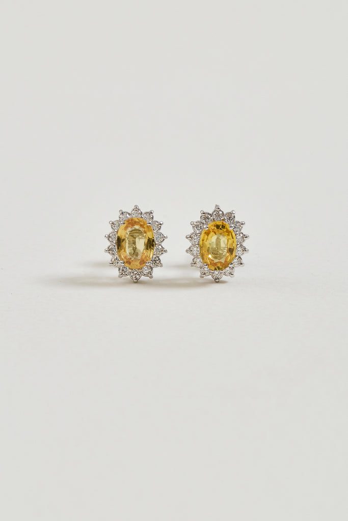 Yellow Sapphire Oval Studs