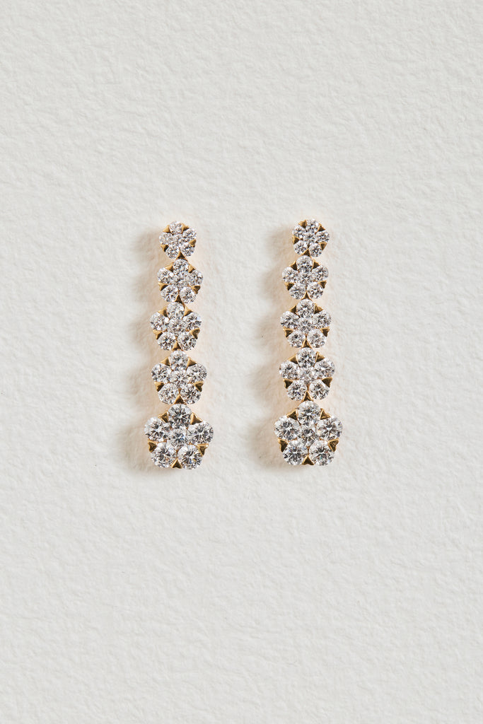 Floral Diamond Drop Earrings