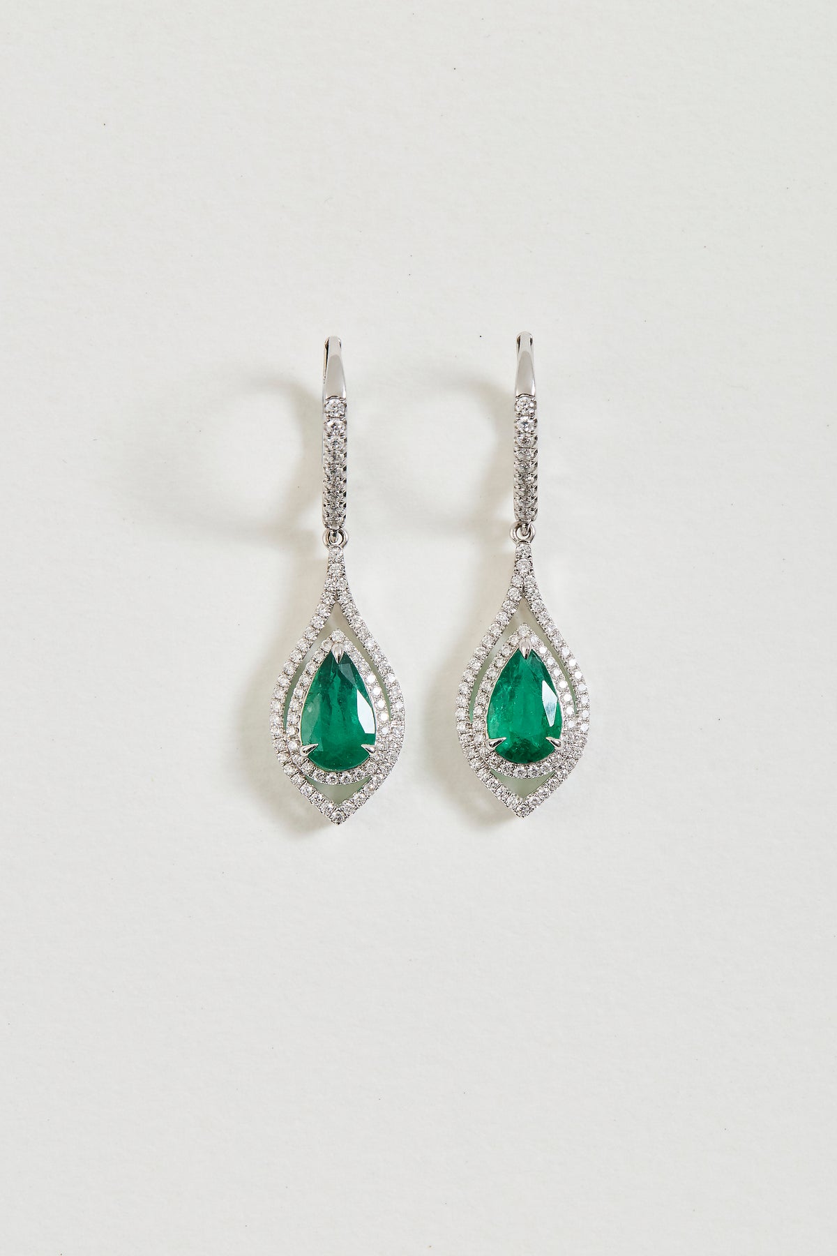 Emerald and Diamond Drop Earrings