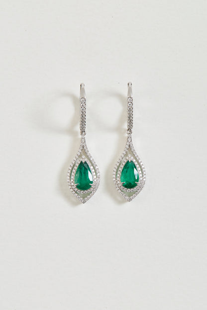 Emerald and Diamond Drop Earrings