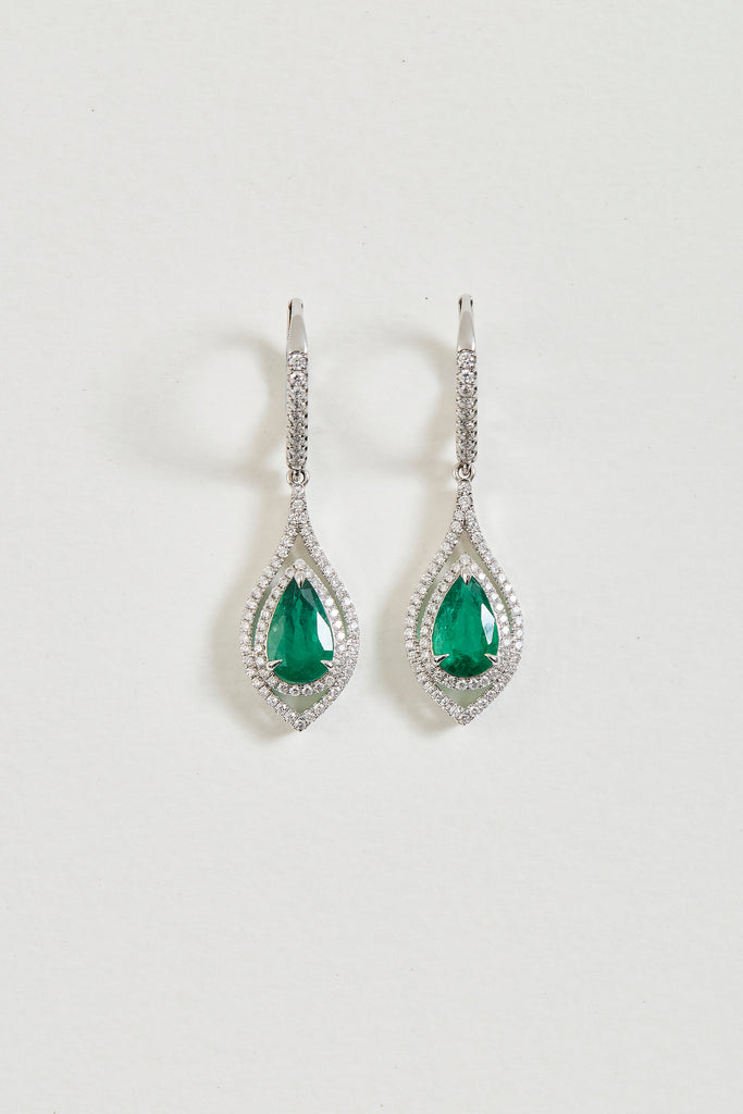 Emerald and Diamond Drop Earrings