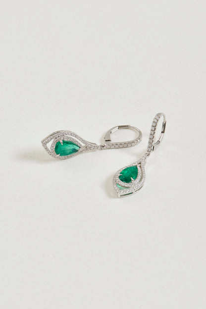 Emerald and Diamond Drop Earrings
