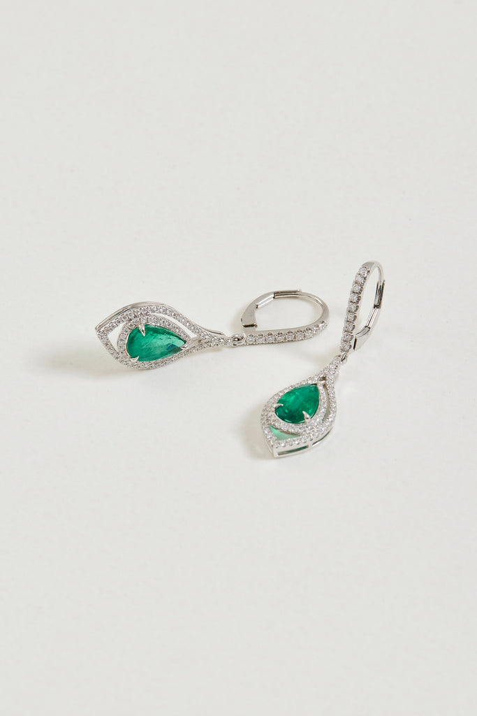 Emerald and Diamond Drop Earrings