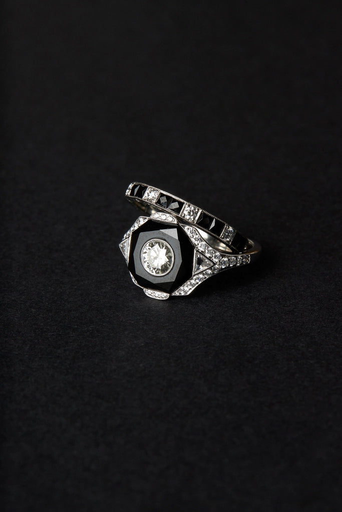 Diamond Onyx Art Deco Design Ring