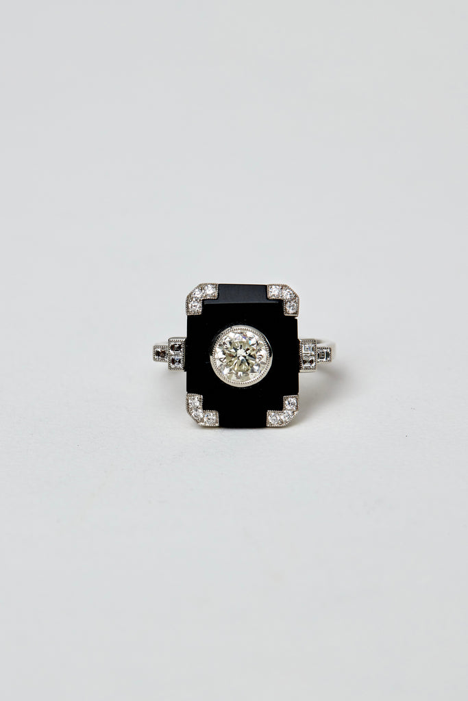 Diamond Onyx Deco Ring