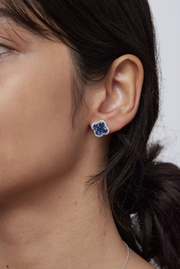 Sapphire Clover Studs
