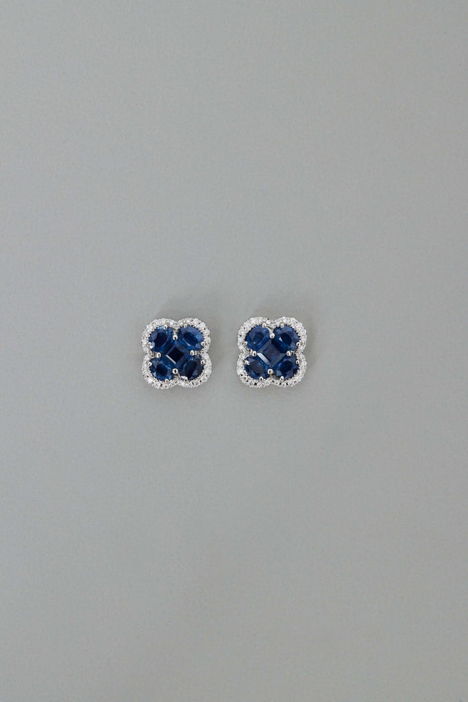 Sapphire Clover Studs