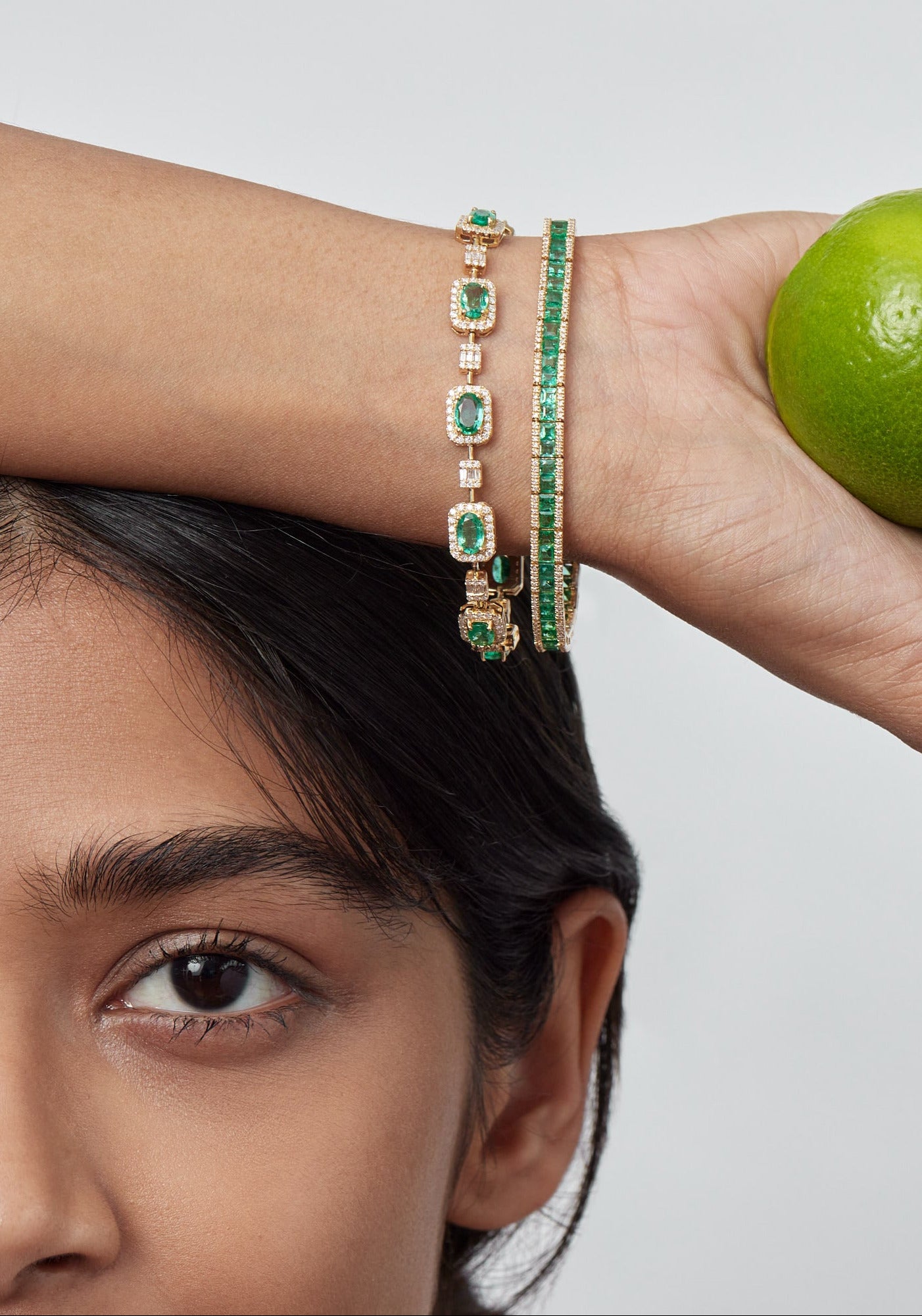 Emerald Halo Tennis Bracelet