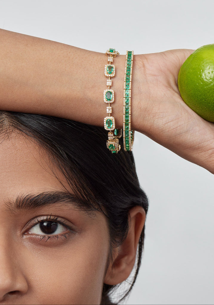 Emerald Halo Tennis Bracelet