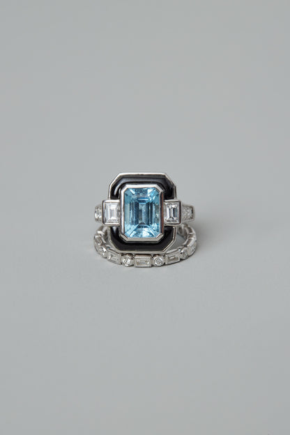 Aquamarine Deco Inspired Ring