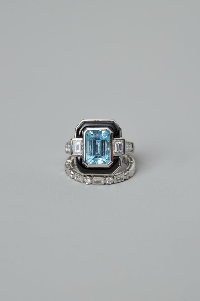 Aquamarine Deco Inspired Ring