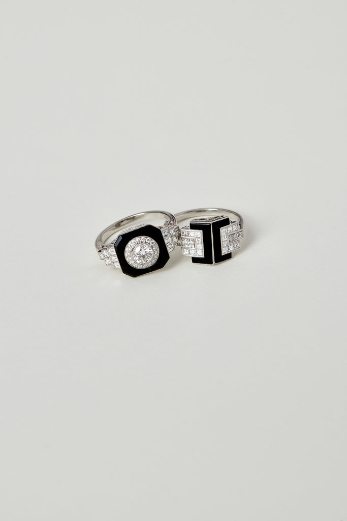 Onyx Octagonal Art Deco Design Ring