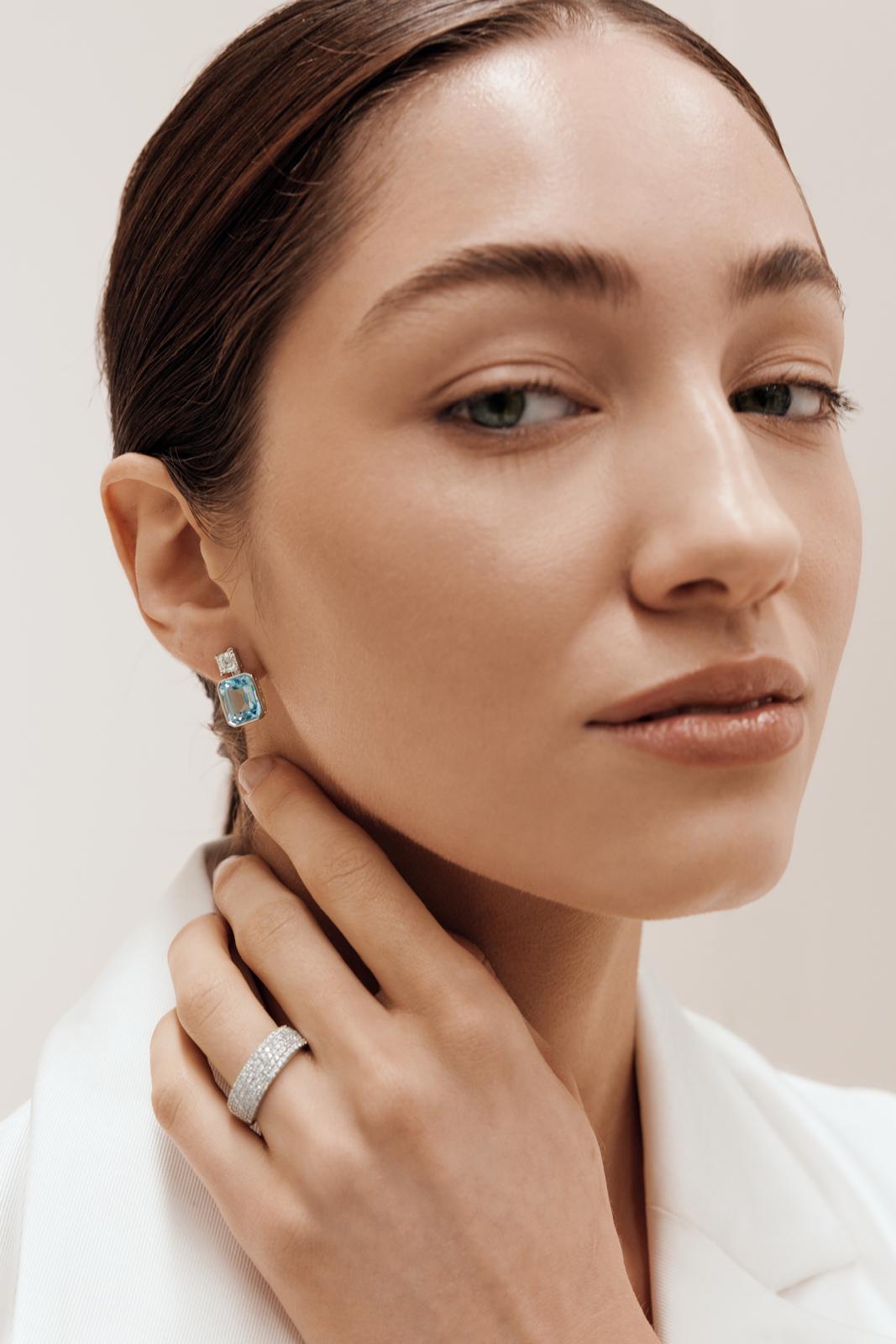 Aquamarine Deco Drop Earrings