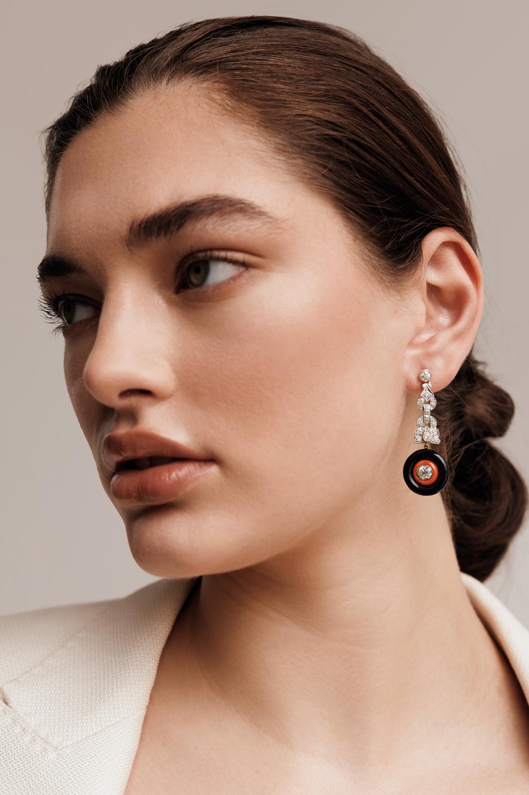 Art Deco Diamond Drop Earrings