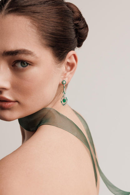 Art Deco Emerald Drop Earrings