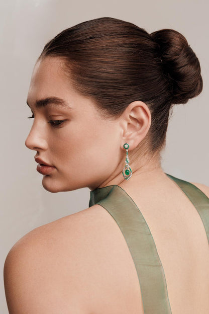 Art Deco Emerald Drop Earrings