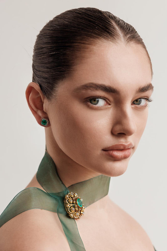 Georgian Emerald and Diamond Brooch