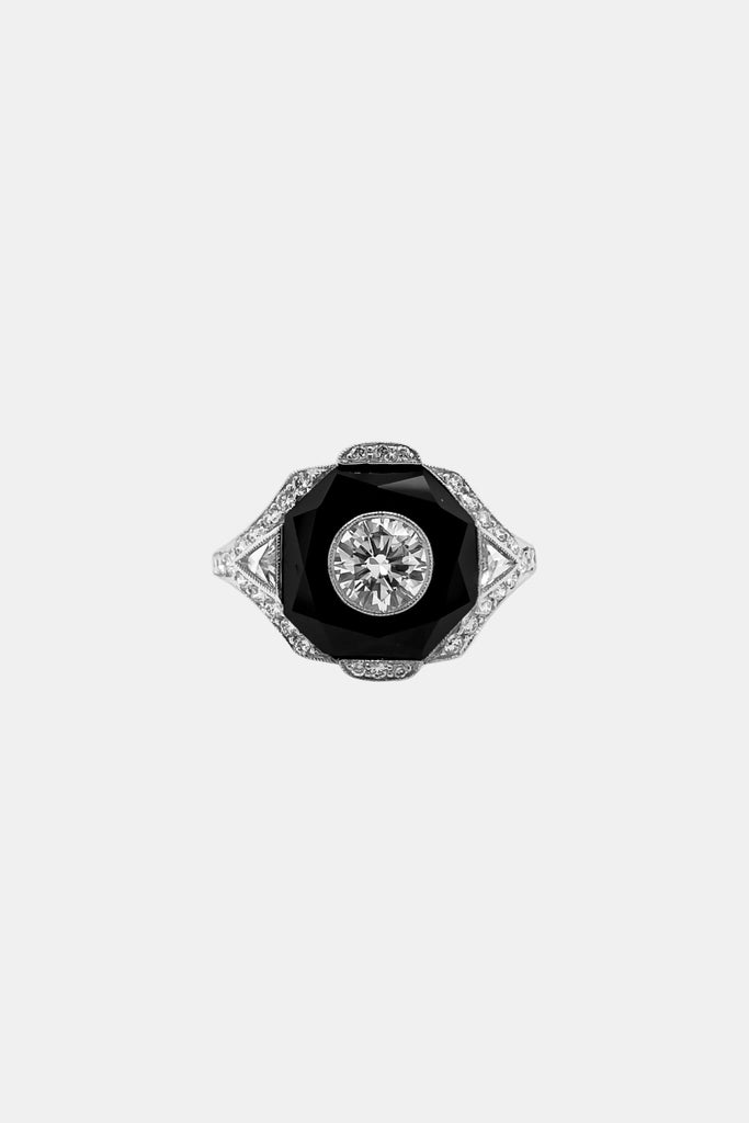 Diamond Onyx Art Deco Design Ring