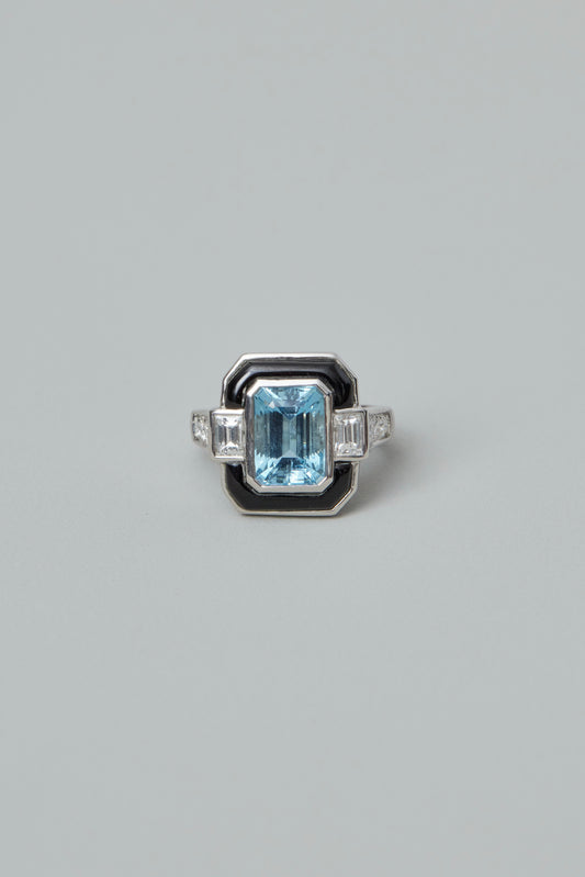 Aquamarine Deco Inspired Ring