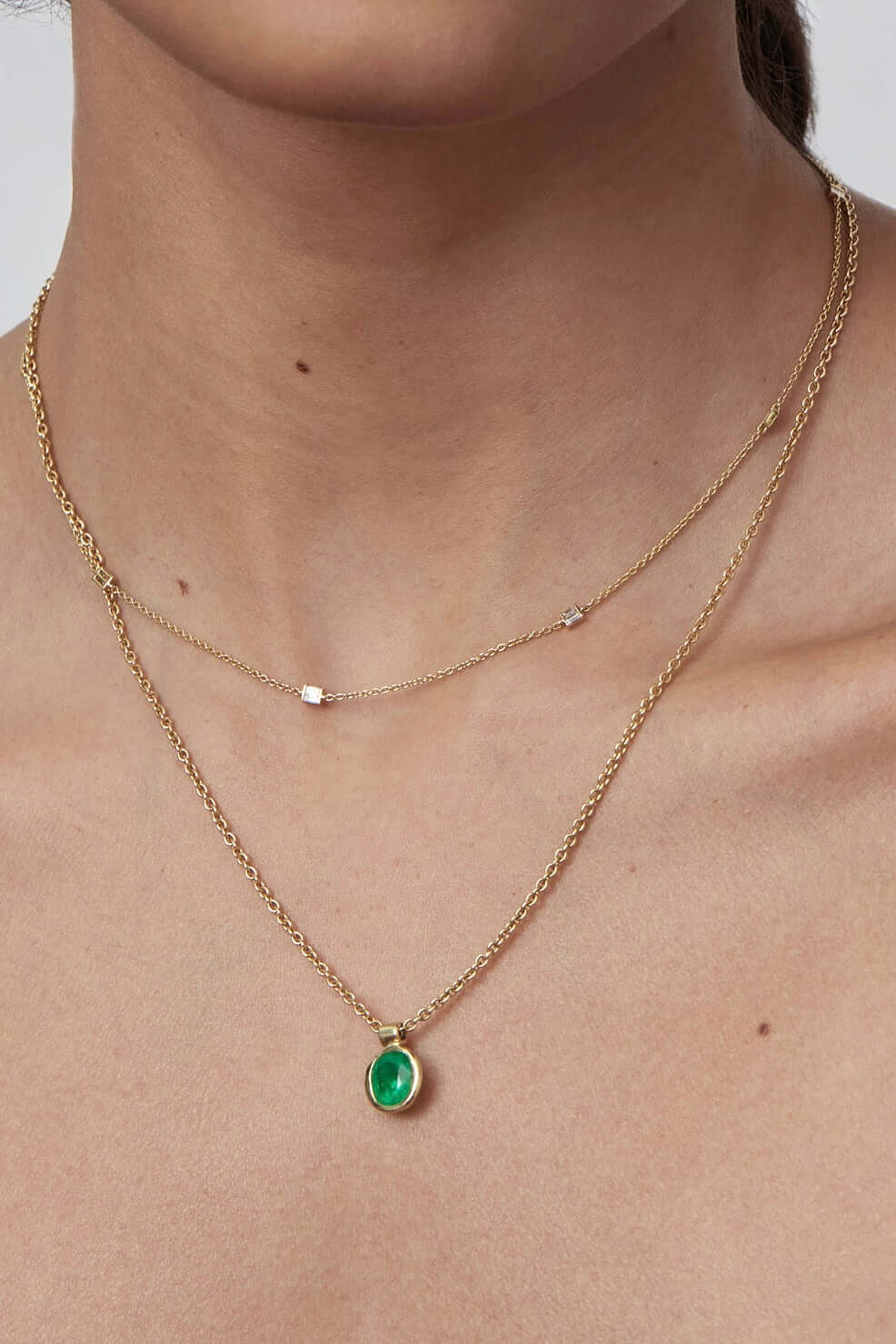 Emerald Solitiare Necklace