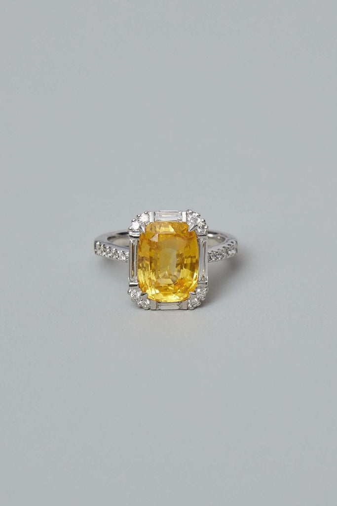 Yellow Sapphire Deco Inspired Ring