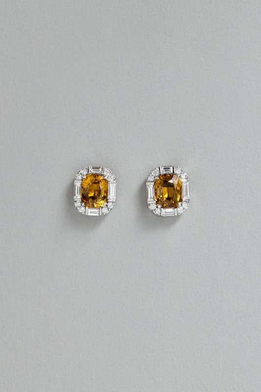 Yellow Sapphire Deco Inspired Studs