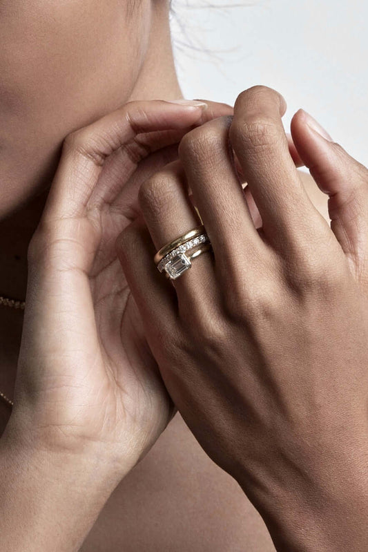 Emerald Bezel East-West Ring